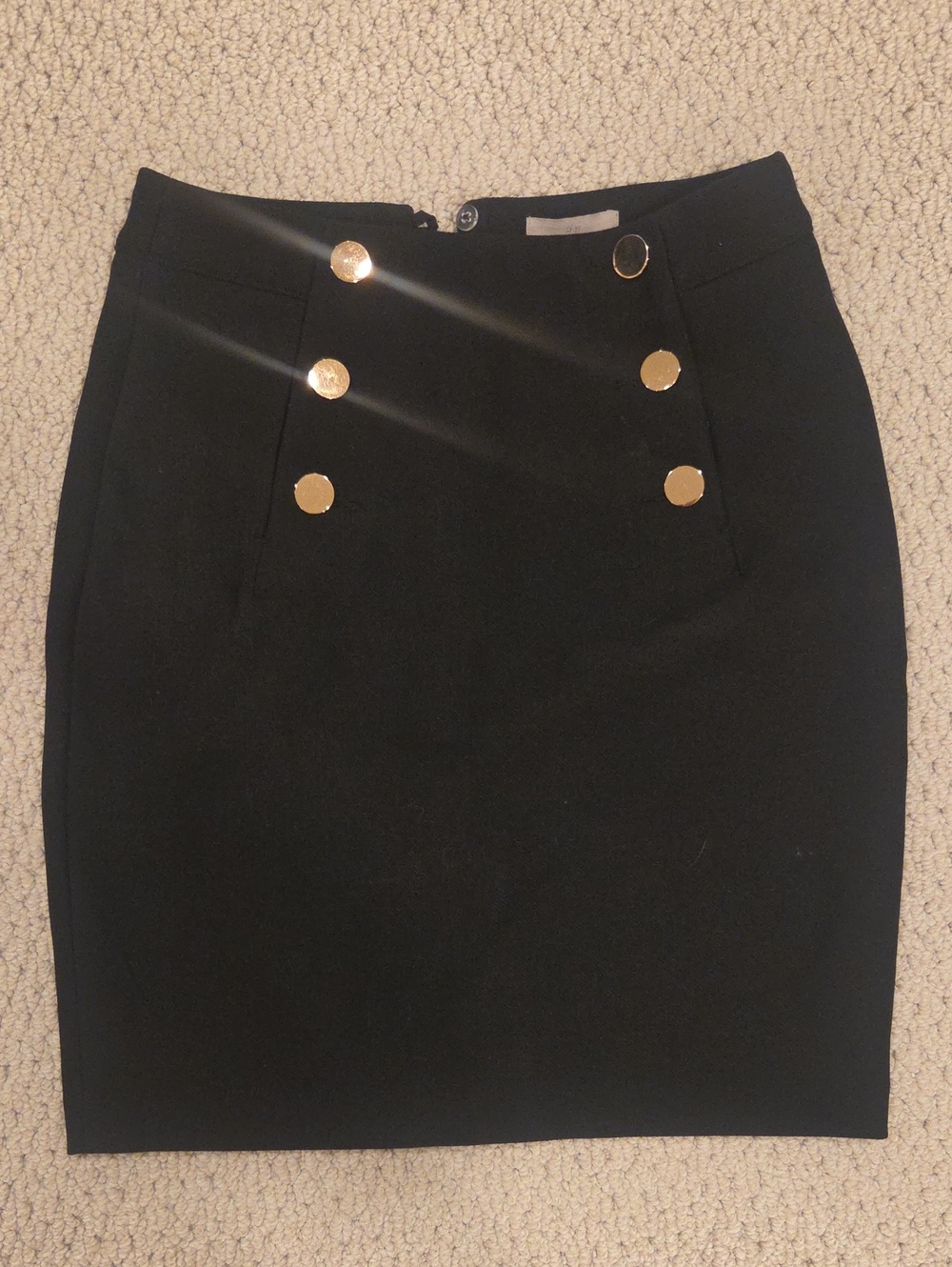 H&M Black Sailor Mini Skirt Pencil skirt with Gold Buttons - Size 4